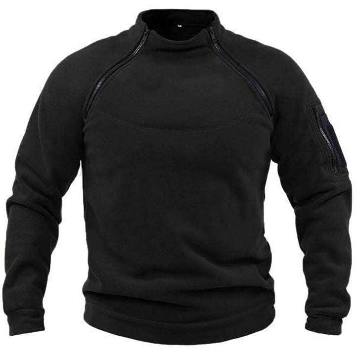 Owen - Men’s fleece sweater for outdoor with mock neck and zip sleeve pocket