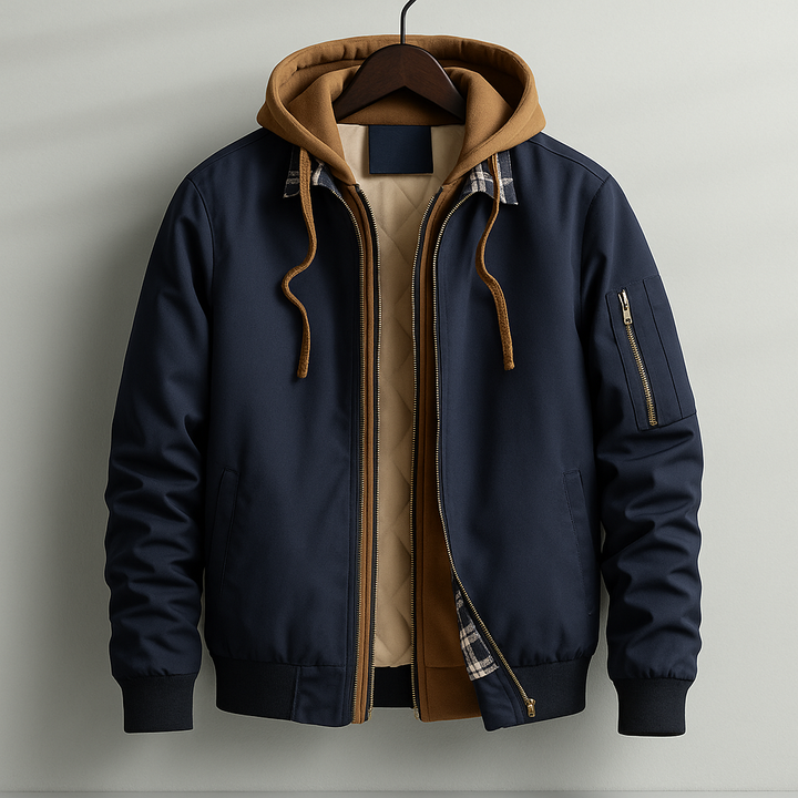 Owen - Men’s waterproof bomber jacket with hood and quilted lining for winter