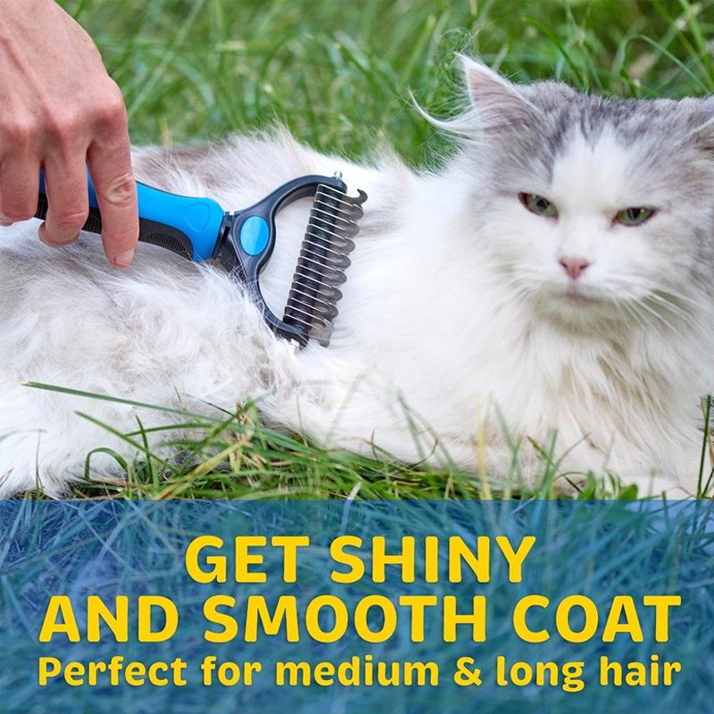 Pet Grooming Tool | Deshedding &amp; Detangling Brush | Stainless Steel Blade | For Dogs &amp; Cats