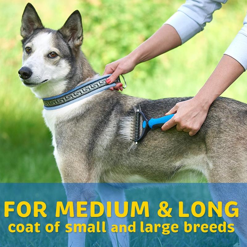 Pet Grooming Tool | Deshedding &amp; Detangling Brush | Stainless Steel Blade | For Dogs &amp; Cats