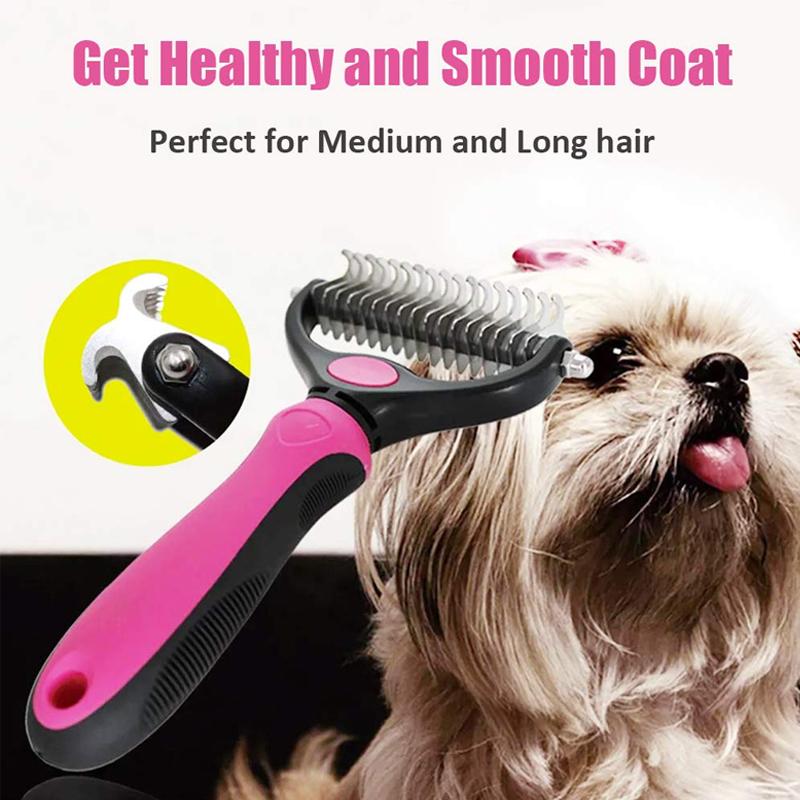 Pet Grooming Tool | Deshedding &amp; Detangling Brush | Stainless Steel Blade | For Dogs &amp; Cats