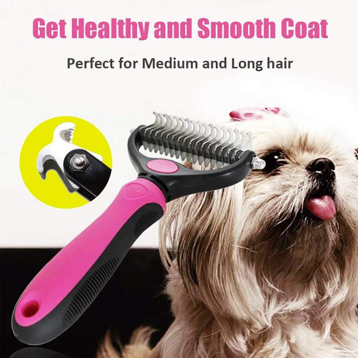 Pet Grooming Tool | Deshedding &amp; Detangling Brush | Stainless Steel Blade | For Dogs &amp; Cats