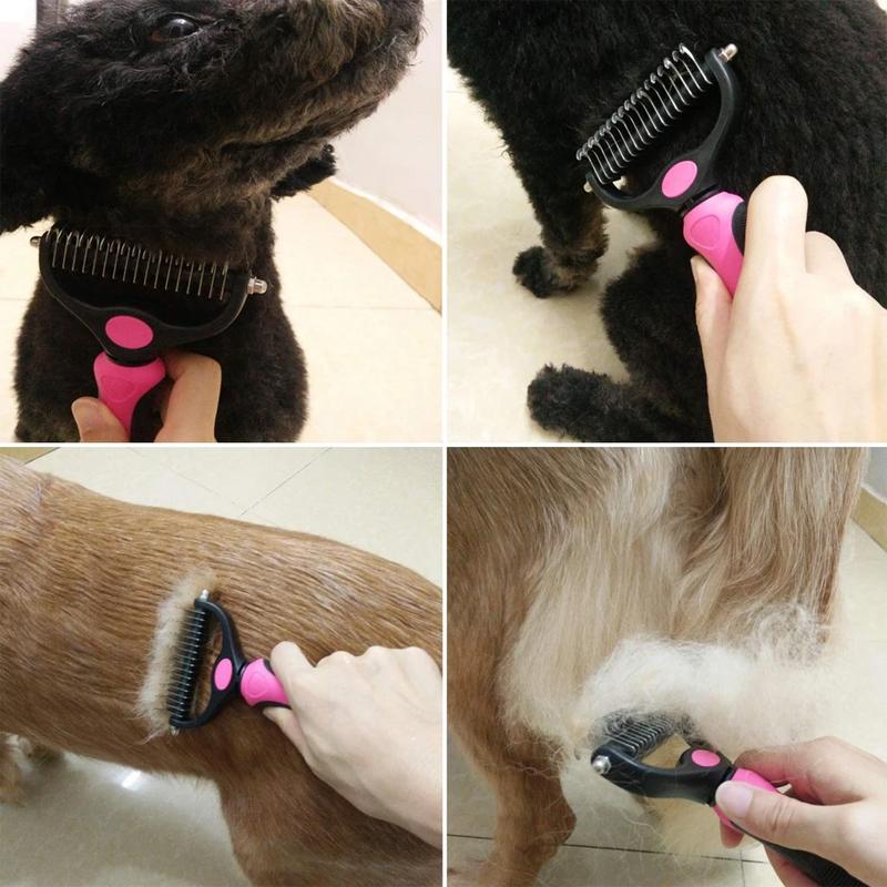 Pet Grooming Tool | Deshedding &amp; Detangling Brush | Stainless Steel Blade | For Dogs &amp; Cats