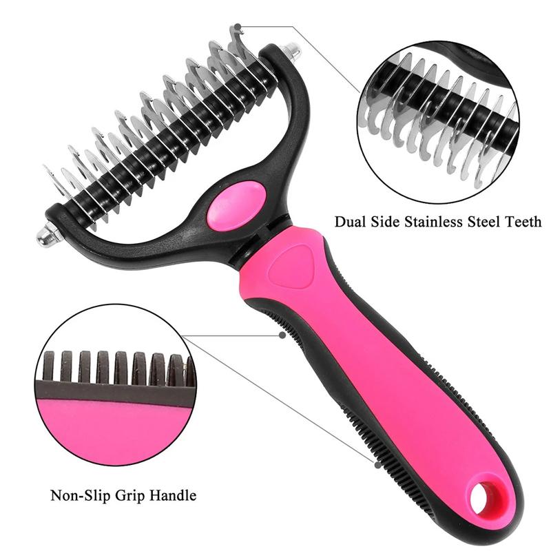 Pet Grooming Tool | Deshedding &amp; Detangling Brush | Stainless Steel Blade | For Dogs &amp; Cats