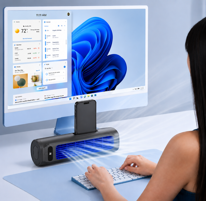 Portable Air Cooler | Rechargeable 2000mAh Battery | Bladeless Fan | Desktop &amp; Wall Mount Design
