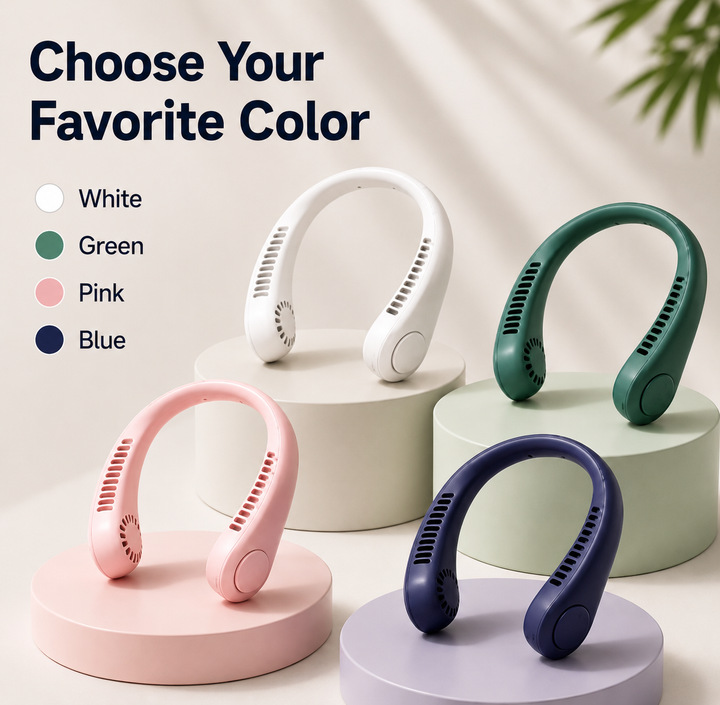 Portable Neck Fan | Rechargeable Hands-Free Cooling Fan | 3 Speed Settings | USB Powered