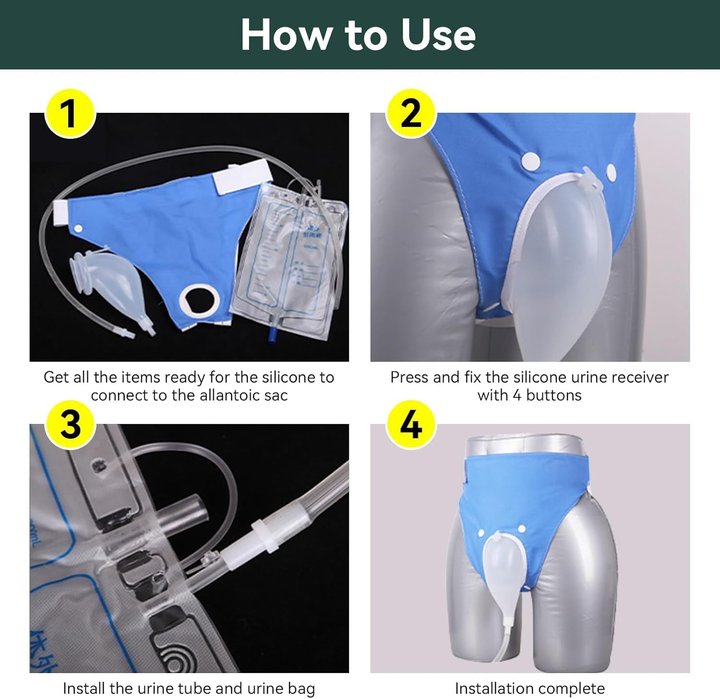 Portable Reusable Urine Collection System | Wearable Design | Adjustable Straps with 39" Drainage Tube