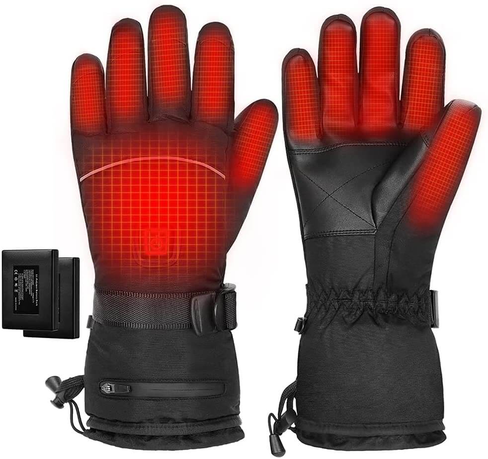 Rechargeable Heated Gloves with Touchscreen-Compatible Fingertips