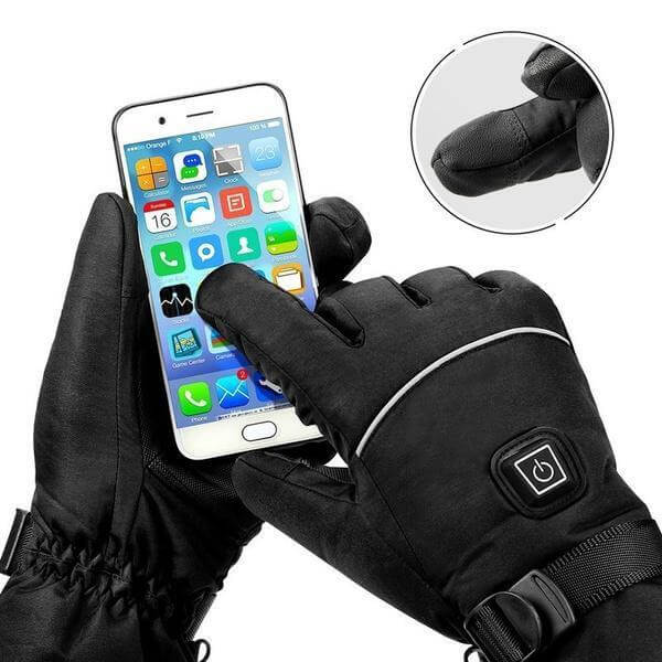 Rechargeable Heated Gloves with Touchscreen-Compatible Fingertips