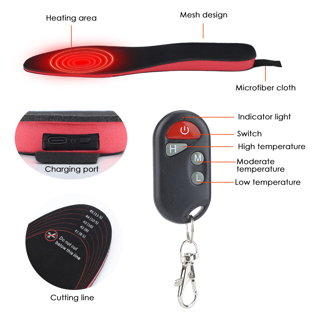 Rechargeable Heated Insoles with Wireless Remote Control