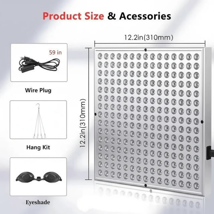 Red &amp; Infrared Light Therapy Panel | 225 LEDs | Skin &amp; Muscle Recovery Device