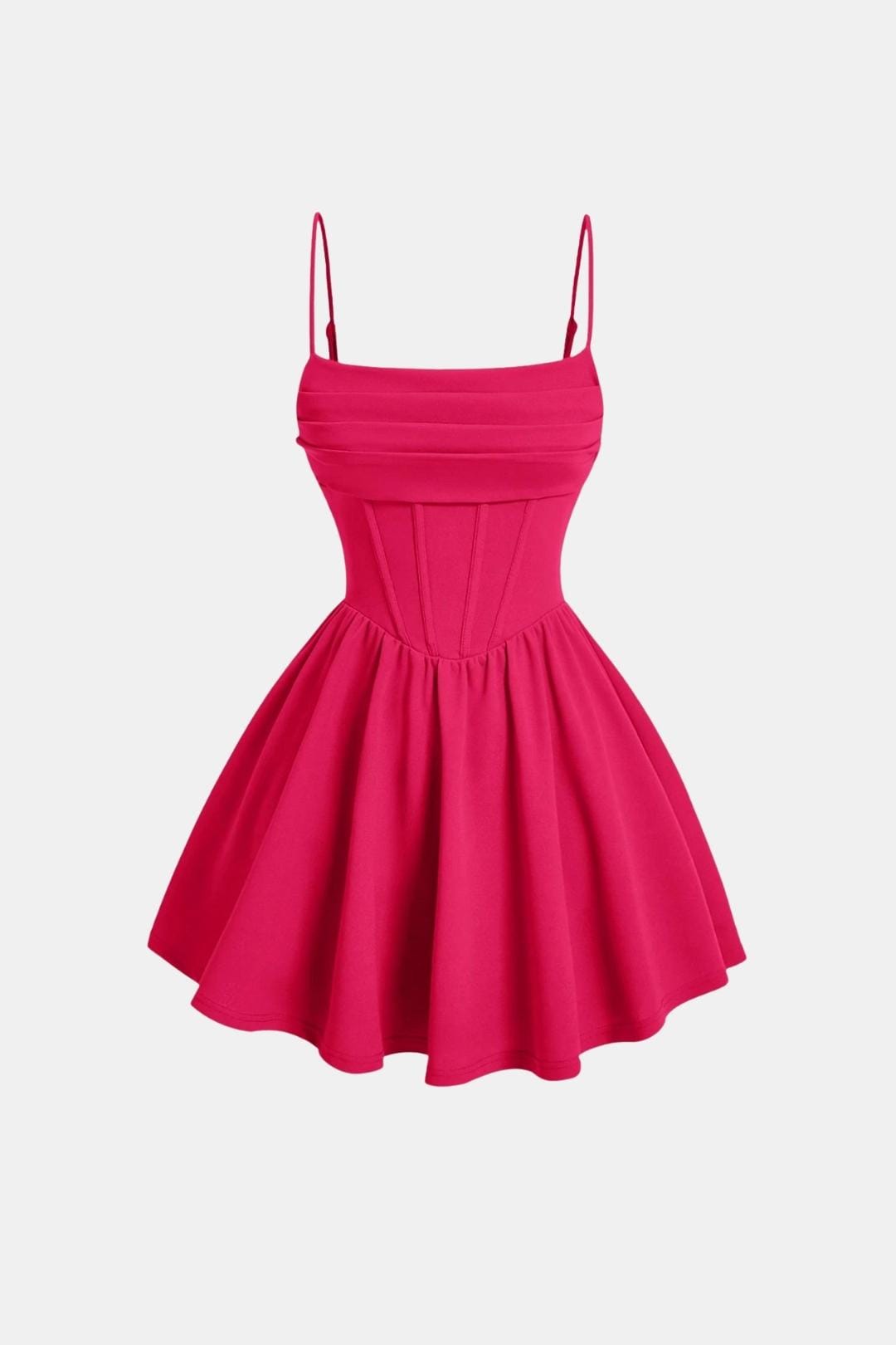 Ruby - Women’s christmas mini dress strappy with corset bodice and flared hem