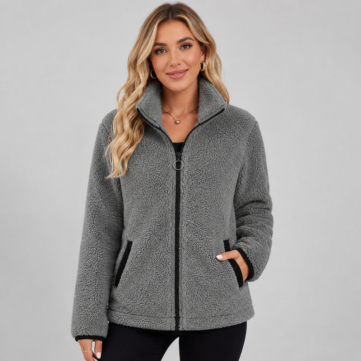 Ruby - Women’s teddy jacket warm and cozy with full length zip front