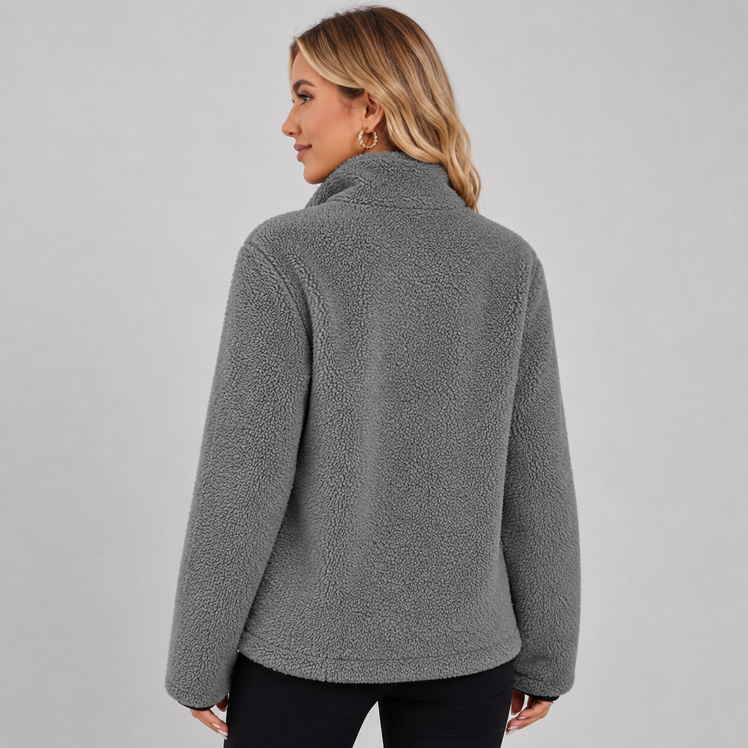 Ruby - Women’s teddy jacket warm and cozy with full length zip front