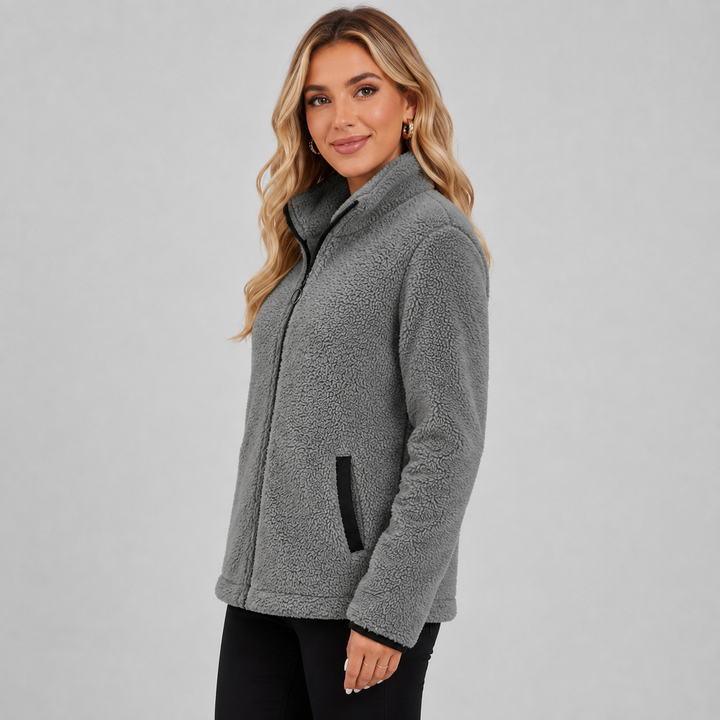 Ruby - Women’s teddy jacket warm and cozy with full length zip front