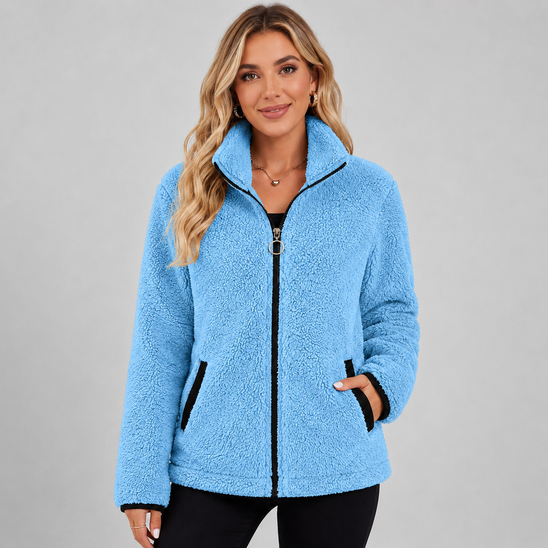 Ruby - Women’s teddy jacket warm and cozy with full length zip front