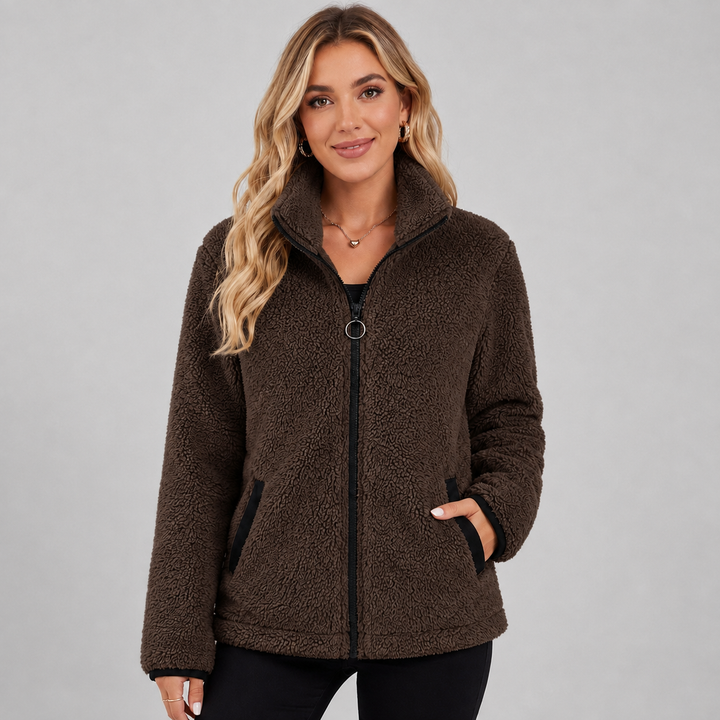 Ruby - Women’s teddy jacket warm and cozy with full length zip front