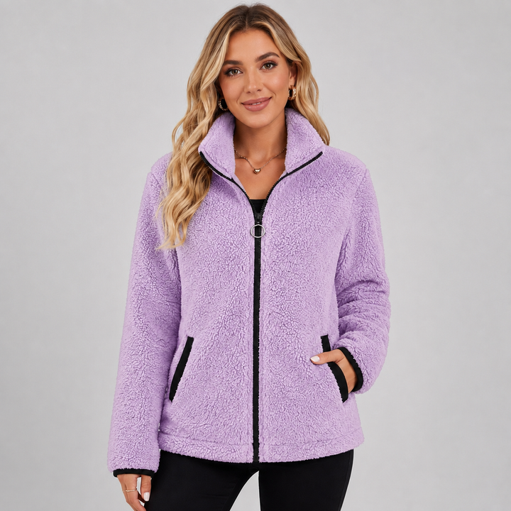 Ruby - Women’s teddy jacket warm and cozy with full length zip front