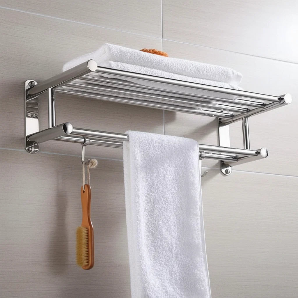 Towel Holder | Wall-Mounted Stainless Steel Rack | Space-Saving Bathroom &amp; Kitchen Storage