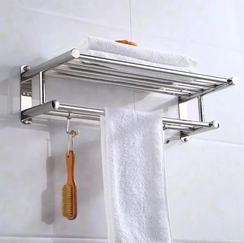 Towel Holder | Wall-Mounted Stainless Steel Rack | Space-Saving Bathroom &amp; Kitchen Storage