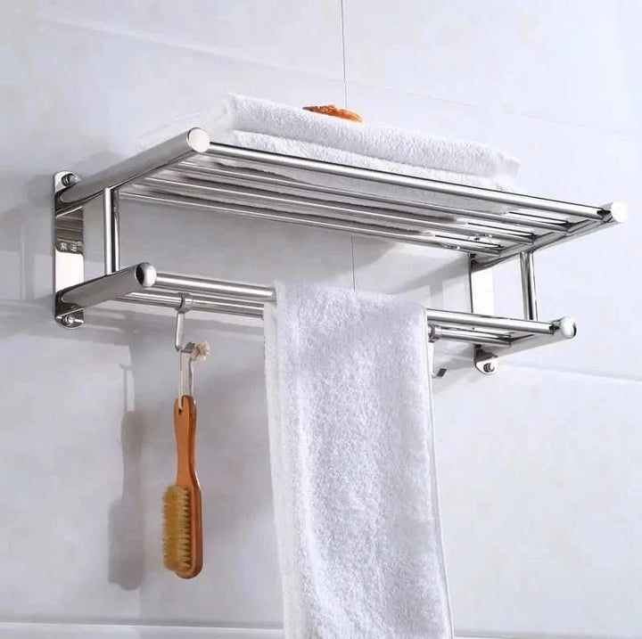 Towel Holder | Wall-Mounted Stainless Steel Rack | Space-Saving Bathroom &amp; Kitchen Storage