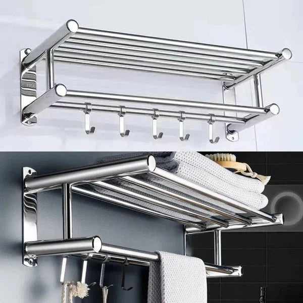 Towel Holder | Wall-Mounted Stainless Steel Rack | Space-Saving Bathroom &amp; Kitchen Storage