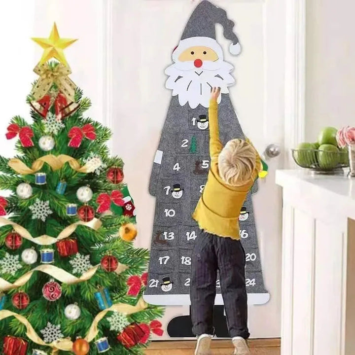 Santa Advent Calendar | 24 Fillable Felt Pockets | Christmas Wall Hanging Countdown