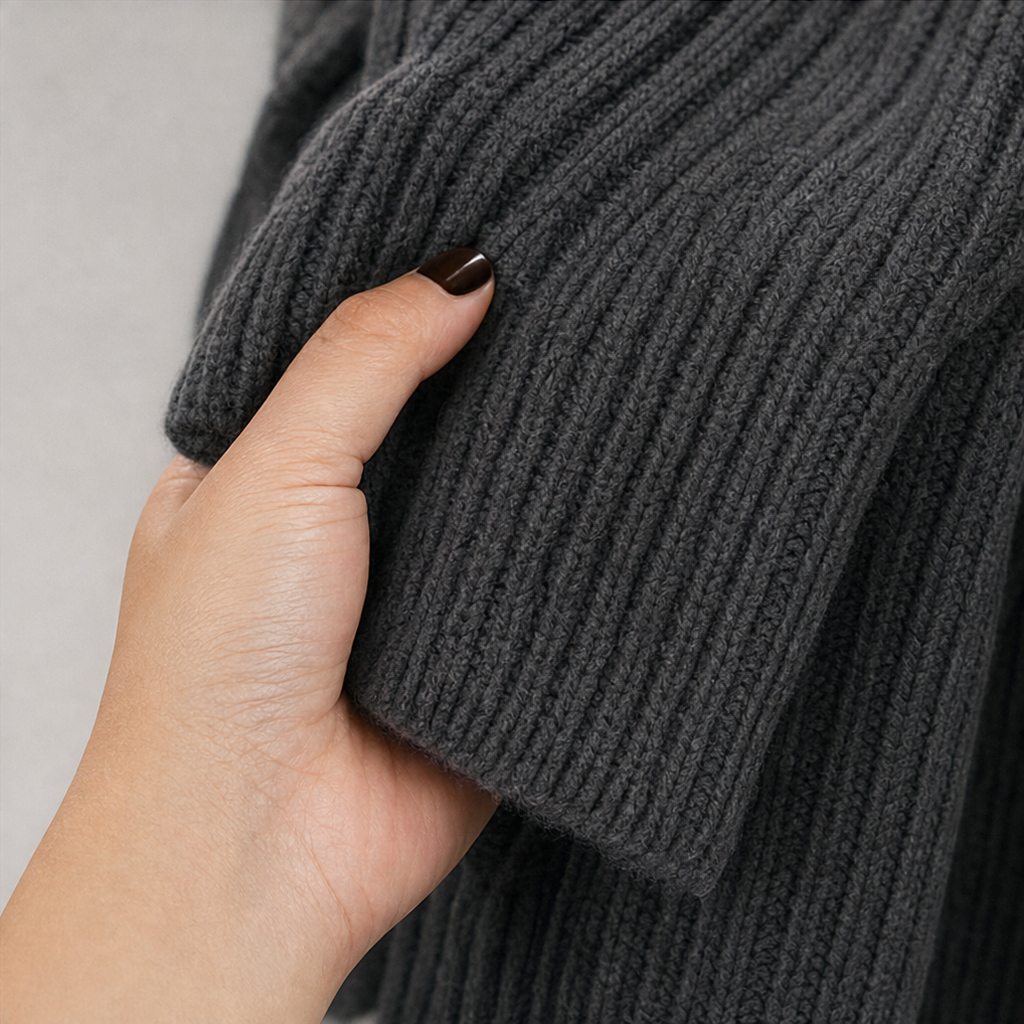 Sophia - Women’s knitted turtleneck sweater dress with oversized long sleeve