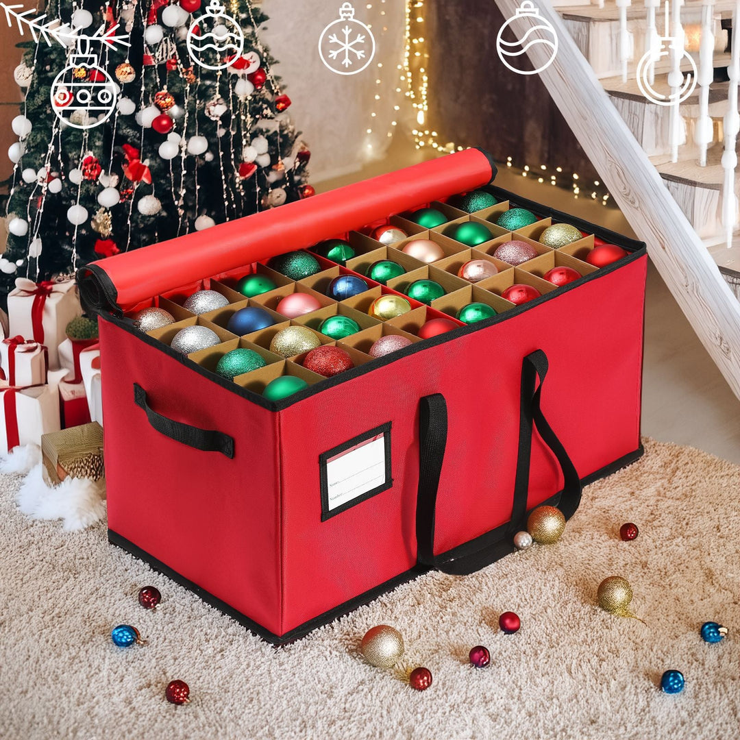 Stackable Christmas Ornament Storage Organizer with 3 Removable Trays