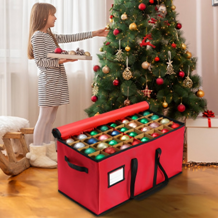 Stackable Christmas Ornament Storage Organizer with 3 Removable Trays