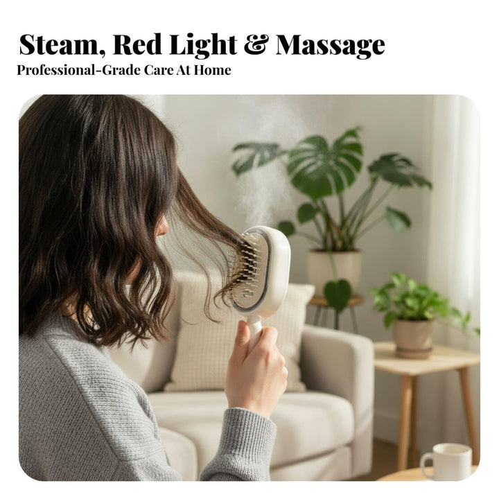Steam Hair Styling Brush | 3-in-1 Mist Sprayer, Detangling Comb &amp; Scalp Massage Tool