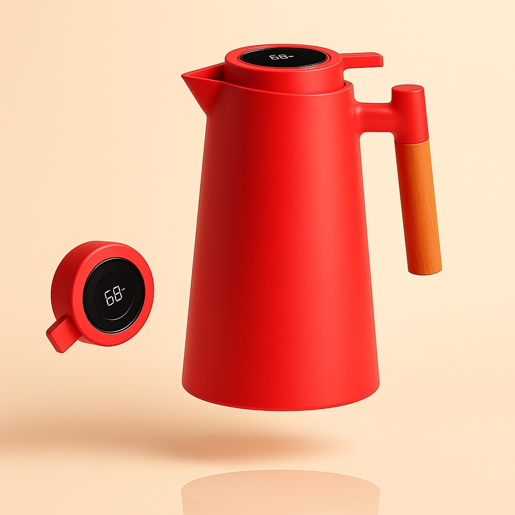Thermal Carafe with Temperature Display | 1 Liter Insulated Coffee &amp; Tea Carafe