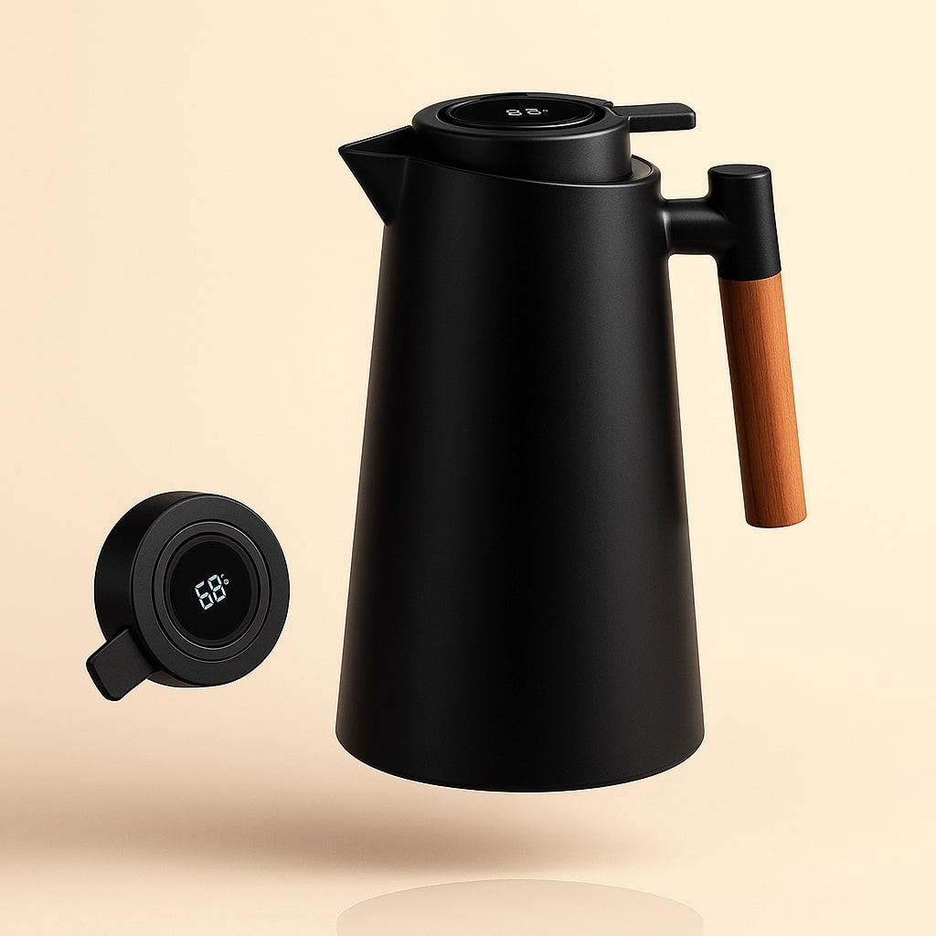 Thermal Carafe with Temperature Display | 1 Liter Insulated Coffee &amp; Tea Carafe