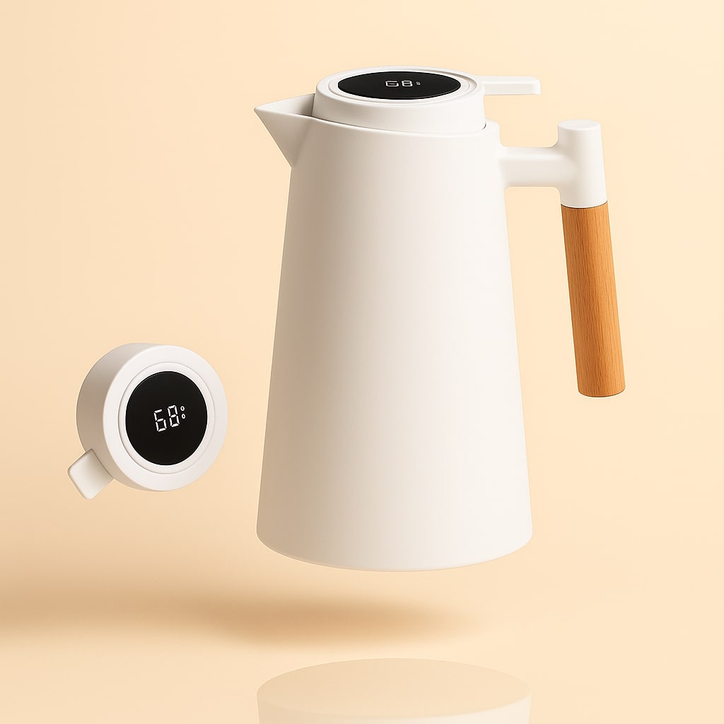 Thermal Carafe with Temperature Display | 1 Liter Insulated Coffee &amp; Tea Carafe