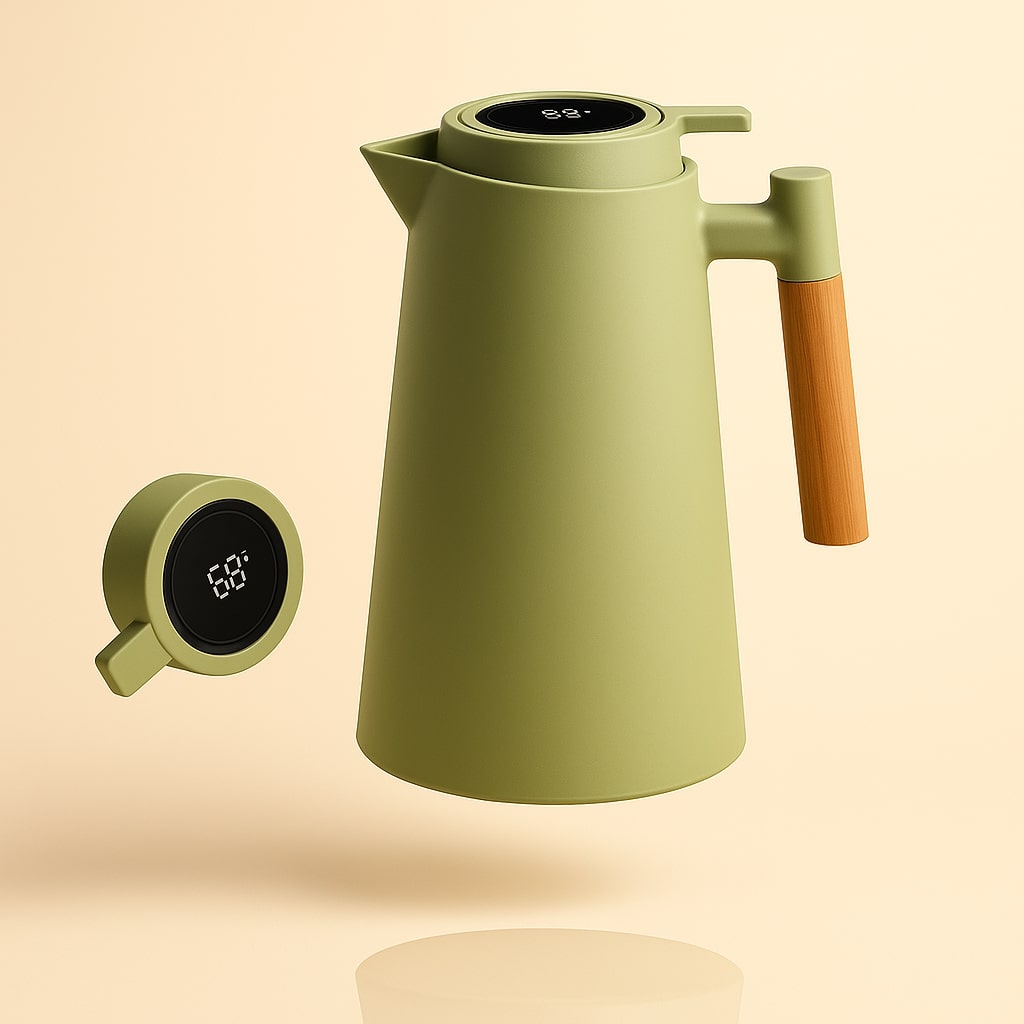 Thermal Carafe with Temperature Display | 1 Liter Insulated Coffee &amp; Tea Carafe