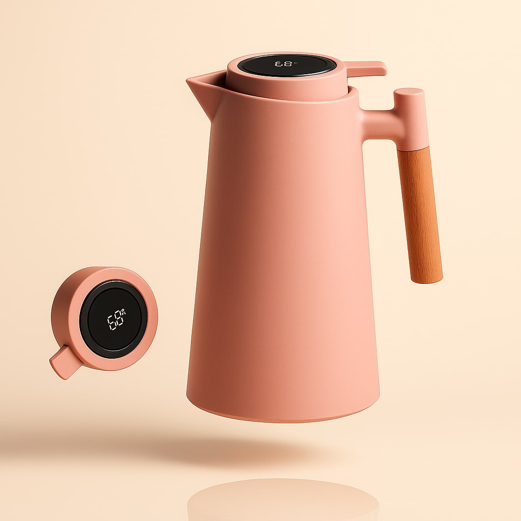 Thermal Carafe with Temperature Display | 1 Liter Insulated Coffee &amp; Tea Carafe