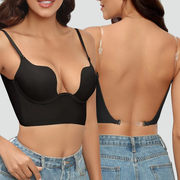 Willow - Women’s backless push up bra self supporting with adjustable straps