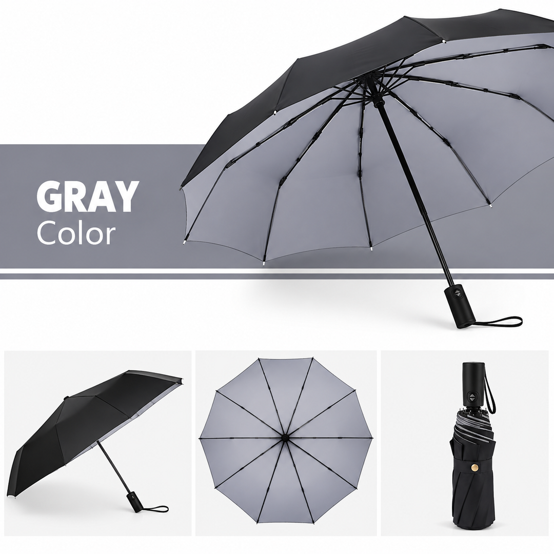 Windproof Reverse Folding Umbrella | Automatic Open Button | UV &amp; Rain Protection