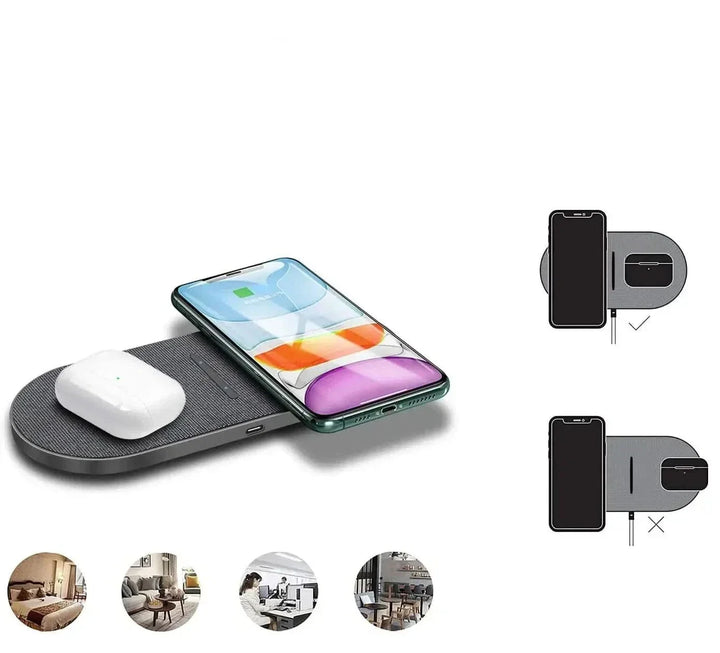 Wireless Charging Station | Dual Device Fast Charging | 40W Qi-Compatible Charging Dock