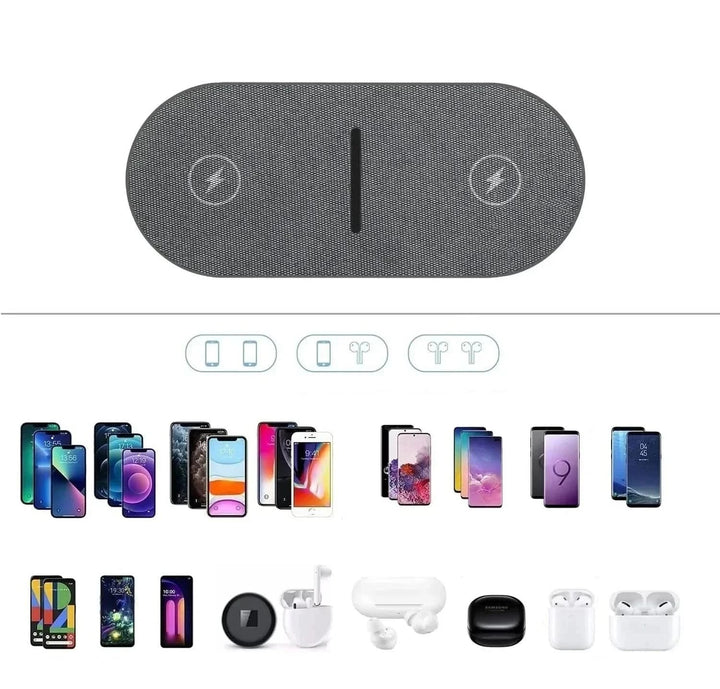 Wireless Charging Station | Dual Device Fast Charging | 40W Qi-Compatible Charging Dock