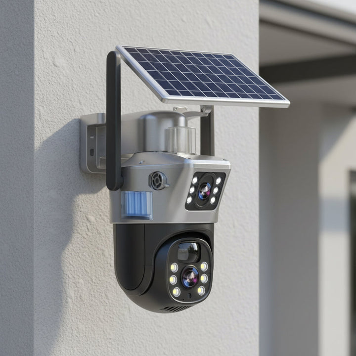 Wireless Security Camera | 4K Dual-Lens Monitoring &amp; Solar Power | 360° Panoramic Night Vision