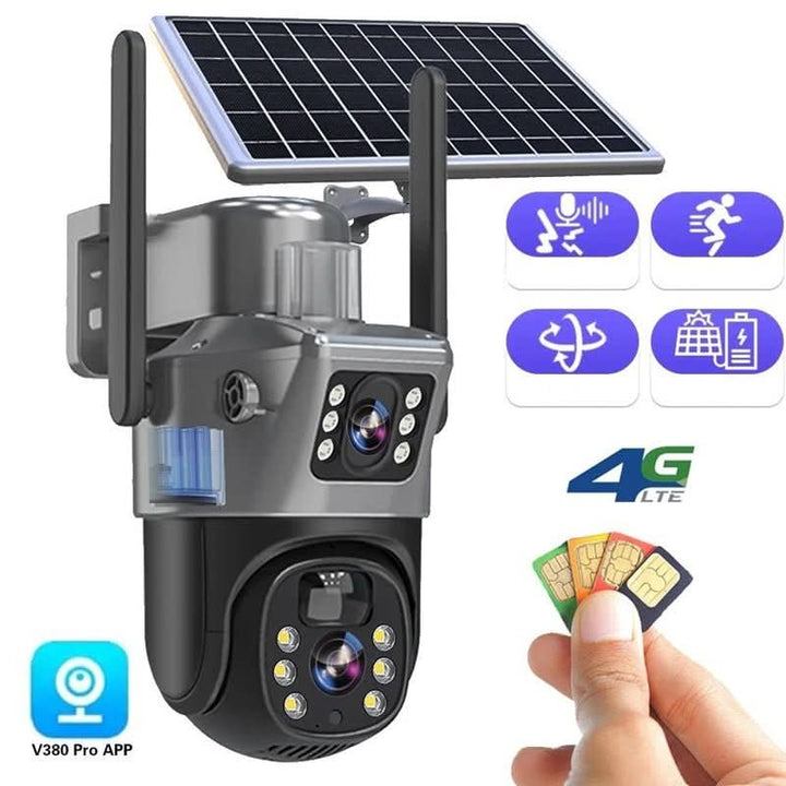 Wireless Security Camera | 4K Dual-Lens Monitoring &amp; Solar Power | 360° Panoramic Night Vision