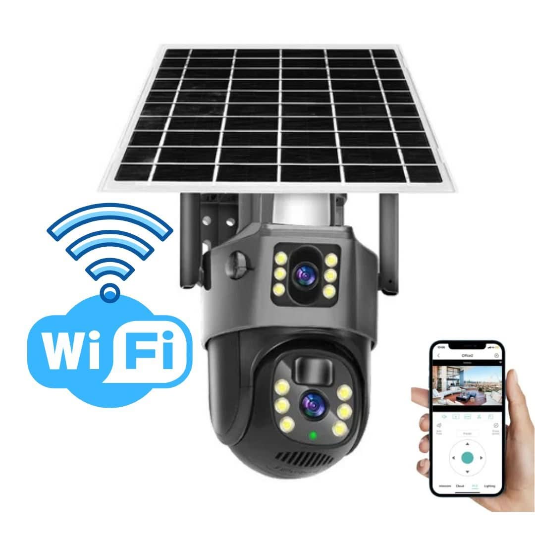 Wireless Security Camera | 4K Dual-Lens Monitoring &amp; Solar Power | 360° Panoramic Night Vision