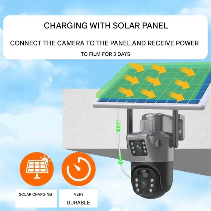 Wireless Security Camera | 4K Dual-Lens Monitoring &amp; Solar Power | 360° Panoramic Night Vision