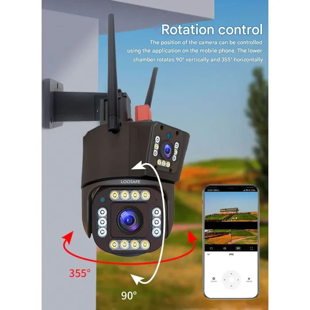 Wireless Security Camera | 4K Dual-Lens Monitoring &amp; Solar Power | 360° Panoramic Night Vision