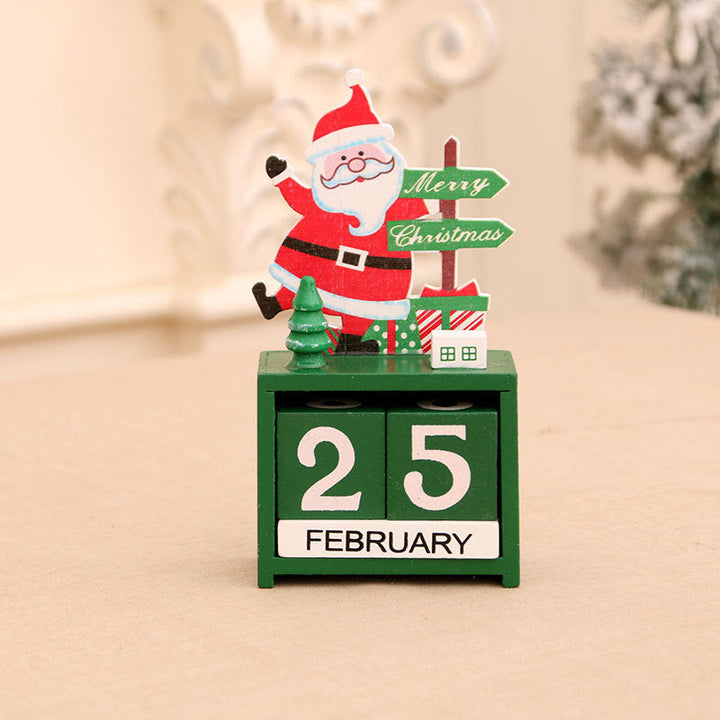 Wooden Christmas Countdown Calendar | Santa Figure Display | Adjustable Holiday Date Decoration
