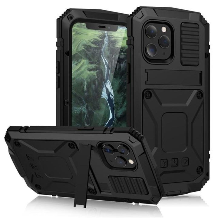 iPhone Case | Tempered Glass &amp; Metal Protection | Shockproof Full-Body Cover