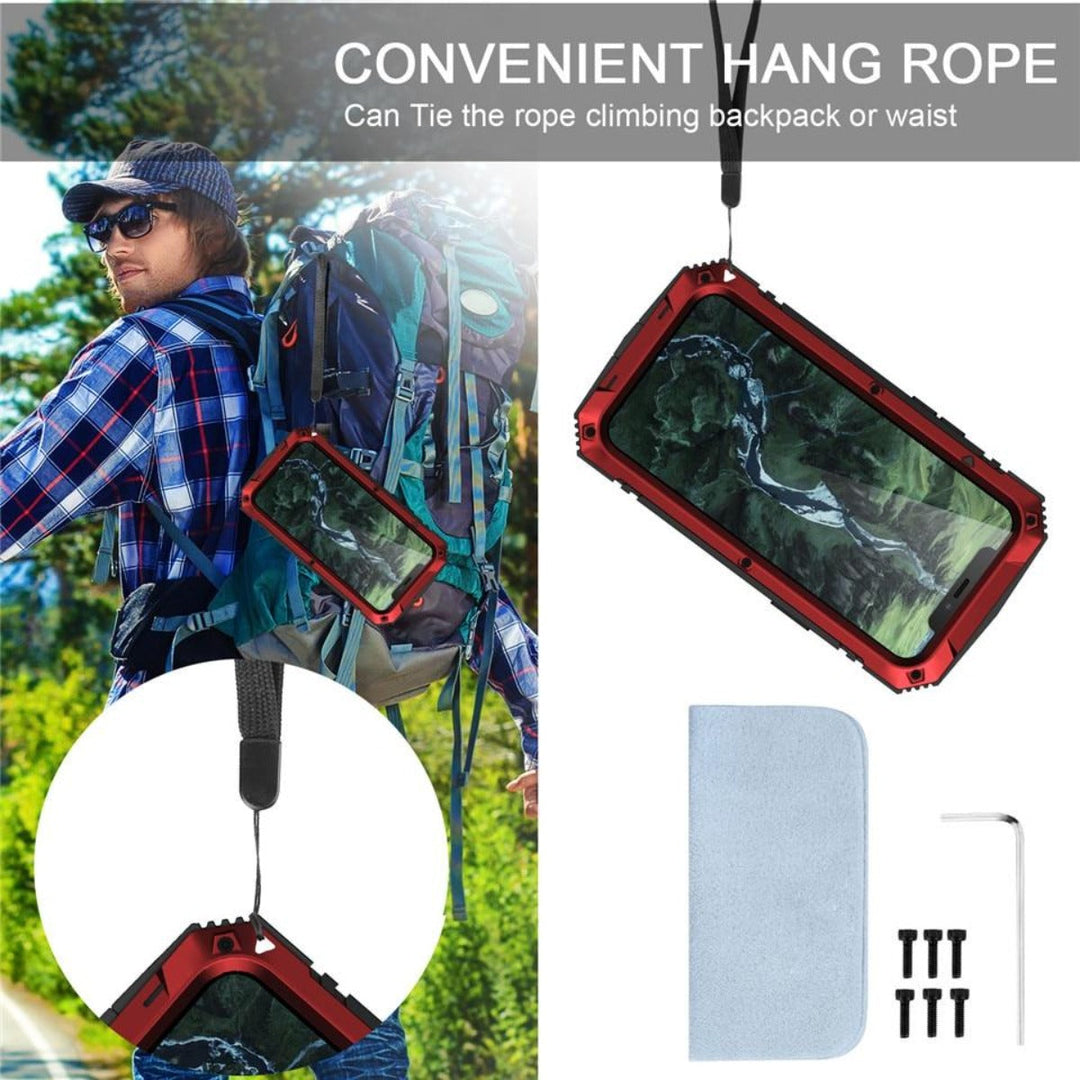 iPhone Case | Tempered Glass &amp; Metal Protection | Shockproof Full-Body Cover