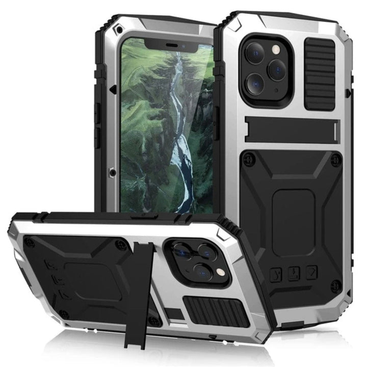 iPhone Case | Tempered Glass &amp; Metal Protection | Shockproof Full-Body Cover